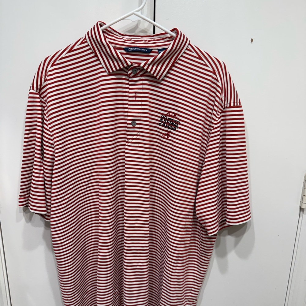 Cutter & Buck Alabama Final Four Red and White Striped Polo Shirt